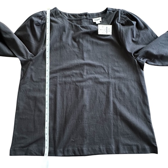 NEW J. CREW Factory Puff-sleeve button-back top in Black Cotton Knit Size Large - Picture 8 of 8